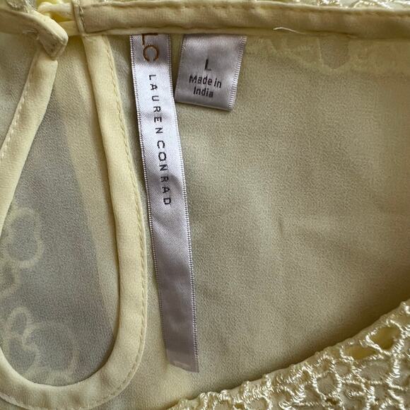 LC Lauren Conrad Yellow Semi-Sheer Sleeveless Top, L - Picture 3 of 6